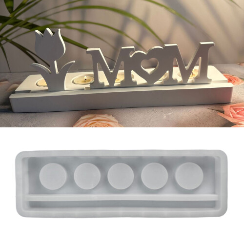 Long Candle Holder Molds, Five Hole Tealight Holder Molds Base 1