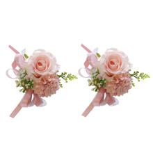 2 Stück Rosen-Handgelenk-Korsagen für Braut und-Rosa
