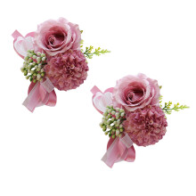 2 Stück Rosen-Handgelenk-Korsagen,-Hellviolett