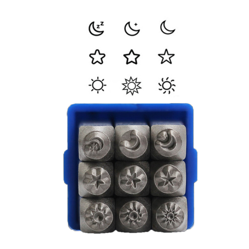 9Pcsleather Stamping Tool Moon Star Sun-Sun Moon Stars 1 7754000796335