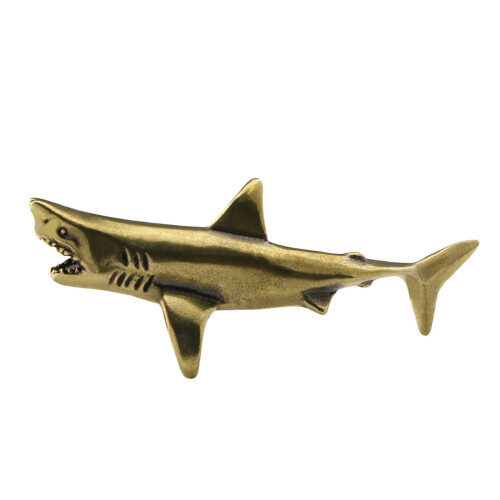 Solid Copper Shark Figurine Fish Sculpture Antique Styles Desk