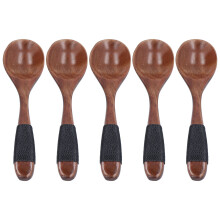Small Spoon for Desserts and Cereals, Wood Rice Spoon with Ergonomic Handle and Retro Finish, Natural Phoebe Wood Soup Spoon Lightweight Utensil, Wood
