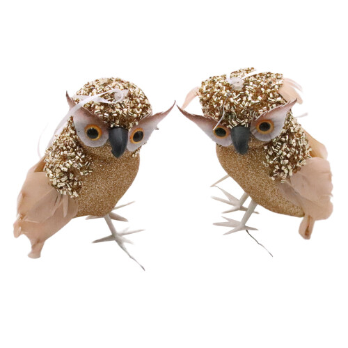 Simulate Owl Model Owl Decoration Figurine-Left And Right Pair 1
