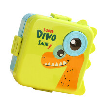 Divided Plastic Lunchbox Cartoon Animal Theme-green dinosaur