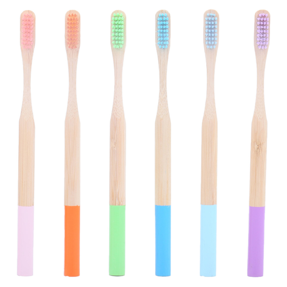 Eco Friendly Oral Hygiene Solutions, Ergonomic Design Suitable for Small Hands, Organic Bamboo Toothbrush 6pcs, Soft Bristles Promote Healthy Gums