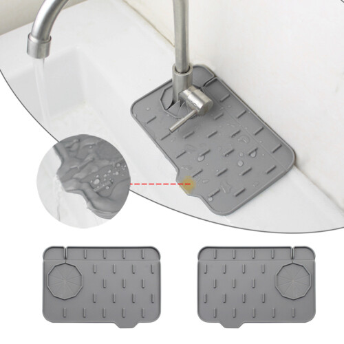 Silicone Sink Protecting Mat with Soap Dish Drip Catch-White 1 2