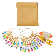 10Pcs Locking Knitting Marker Charm with Row Counter-Yellow