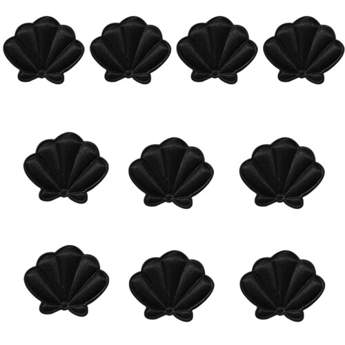 10Pieces Fabric Seashells Charm Hair Clip Making-Black