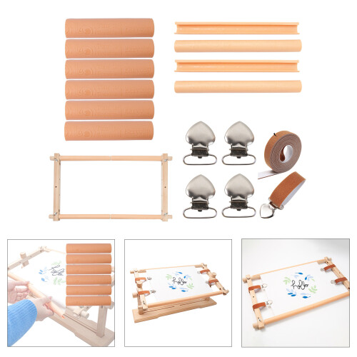 Embroidery Clip on Frame with Plastic/Metal Clamp Wood Stitching 2