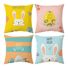 Capas de almofada decorativas de Páscoa, em tecido misto de linho com fecho de zíper invisível para um funcionamento suave, 45x45cm (18x18