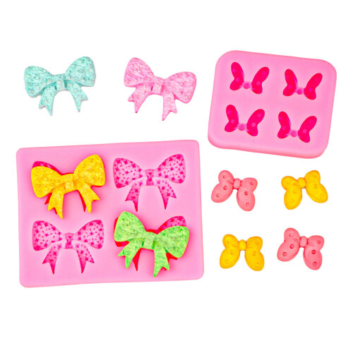 Silicone Mould Bows Molds Baking Molds Cake Decorating-Pink 1 1