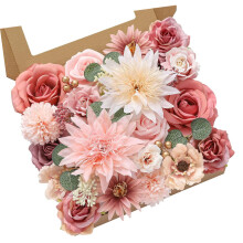 Artificial Flower Realistic Faux Floral with Hollow-White pink