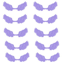 Pack Of 10 Fabric Craft Wing Fabric Wing Cutout For-Purple