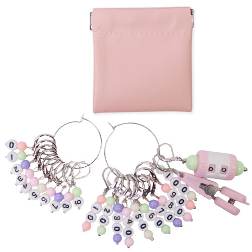 10Pcs Number Beads Knitting Locking Marker with Knitting-Pink