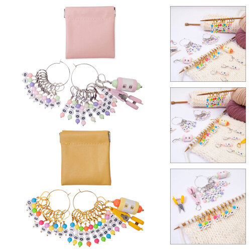 10Pcs Number Beads Knitting Locking Marker with Knitting-Pink 2