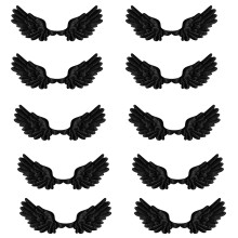 10Pcs Washable Fabric Wing Charm Embossed Fabric Wing-Black