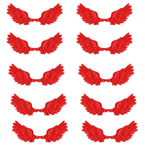 10Pcs Embossed Fabric Wing Decoration Handmade Craft-Red