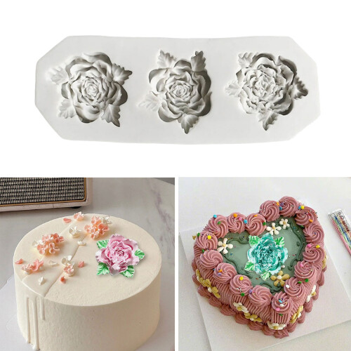 Silicone Molds 3 Cavities Flower Molds Casting Molds Candle 1