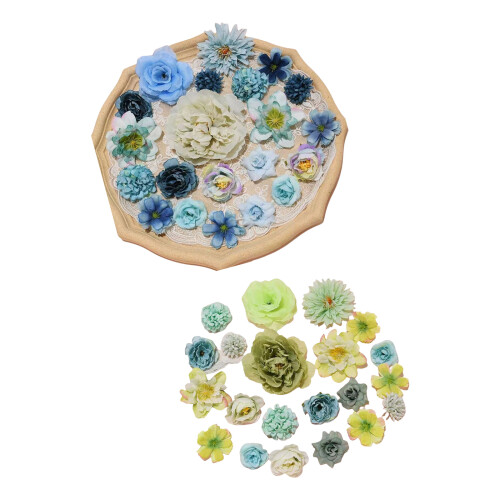 42Pieces Artificial Flower For Weddings Bouquets-Blue system