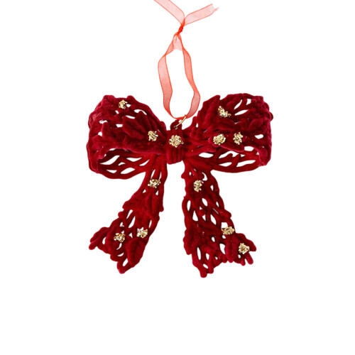 Plastic Christmas Tree Ornament Hanging-Christmas leaf bow