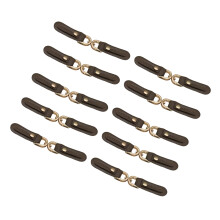 10Pcs Leather Sew On Toggles with Metal Button-Coffee color