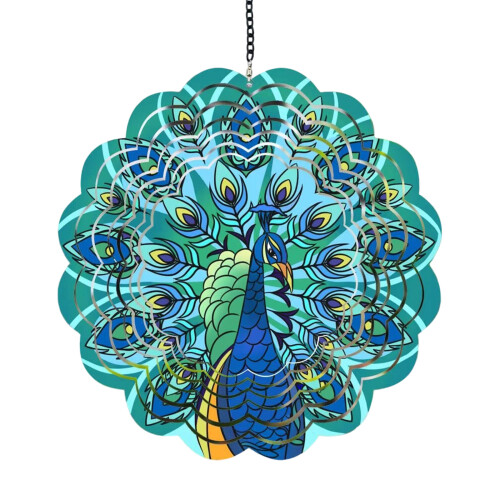 Dynamic Rotating Iron Aeolian Bells Garden Hanging-blue peaco