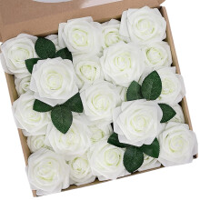 25Pcs Foam Roses 8cm Blooms 18cm Stems Set for Wedding-Style 23