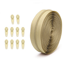 #3 Nylon Coil Sewing Zippers Solid Color Zippers Repair-Khaki