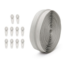 #3 Zippers Repair Kits Nylon Coil Zippers Sewing-Light gray