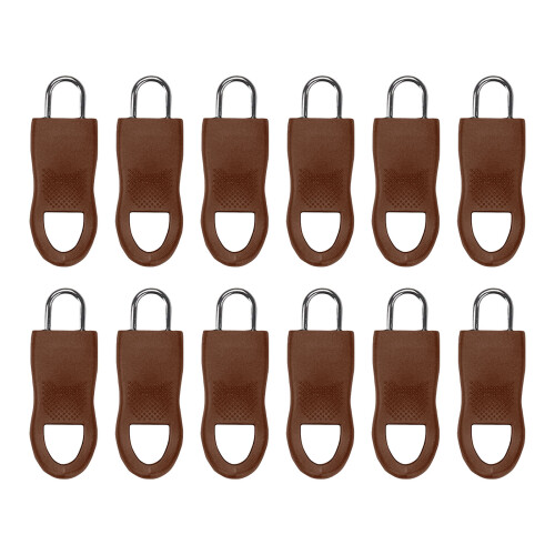 12Pieces Zippers Pull Replacement Set Zippers-Brown No. 8