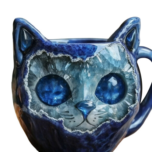 Unique Cats Lover Gift Resin Geode Coffee Cup Crystal-Blue