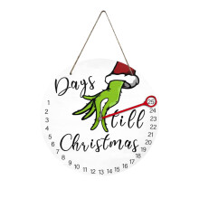 Calendário de Contagem Regressiva para o Natal, Decoração de Parede Natalina Exclusiva em Madeira com Tema do Grinch, Calendário do Advento com