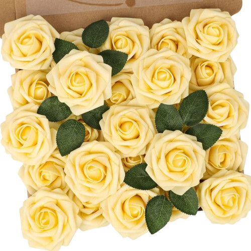 25 Artificial Foam Roses Flexible Stems DIY Bouquets-Style 22