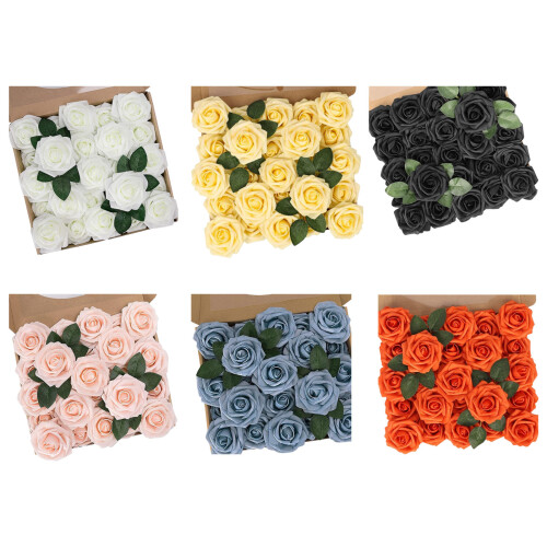 25 Artificial Foam Roses Flexible Stems DIY Bouquets-Style 22 1