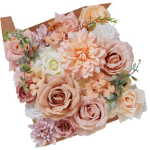Faux Floral Stems Gift Box Set 6 Color-Mint champagne color
