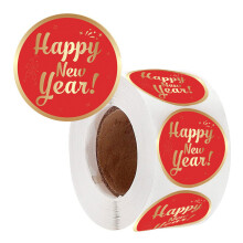 500Pcs Happy New Year Sticker Christmas Wrapping Labels 38mm