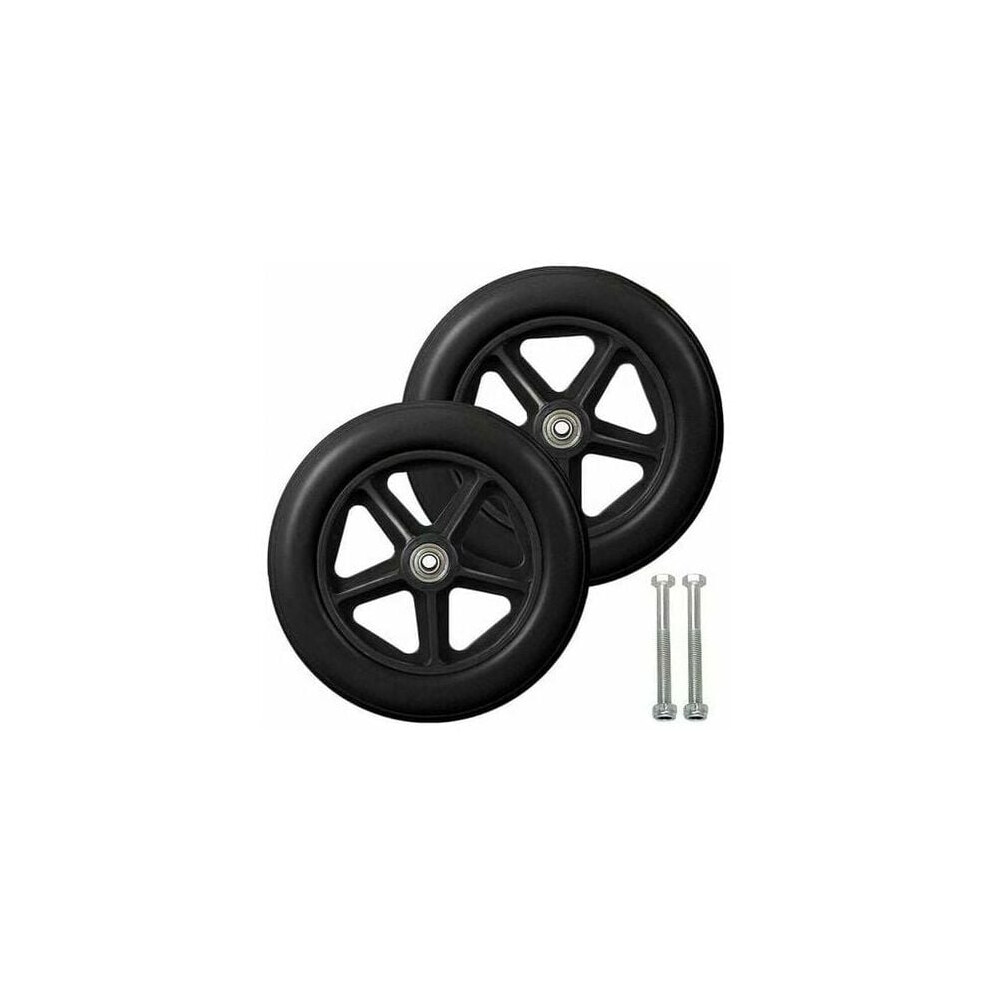 Universal Hard Rubber Wheel, Wheelchair Casters With Anti-Wear Solid Tyre, For Wheelchair Accessories, Mobility Aids And More (8 Inch, Gray - Black) 9454554387222