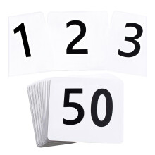 Cartes de sièges numérotées double-1 à 50 texte noir sur blanc