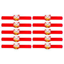 Pack Of 10 New Year Slap Bracelets Plush Animal Dolls-lucky cat