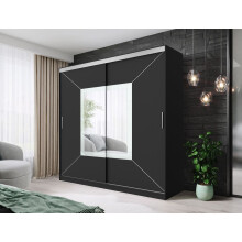 (180CM, BLACK) FH Venicia Modern Sliding Door Wardrobe