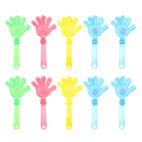 Pack Of 10 Glowing Hand Clappers Plastic Light up LED Clap Toy
