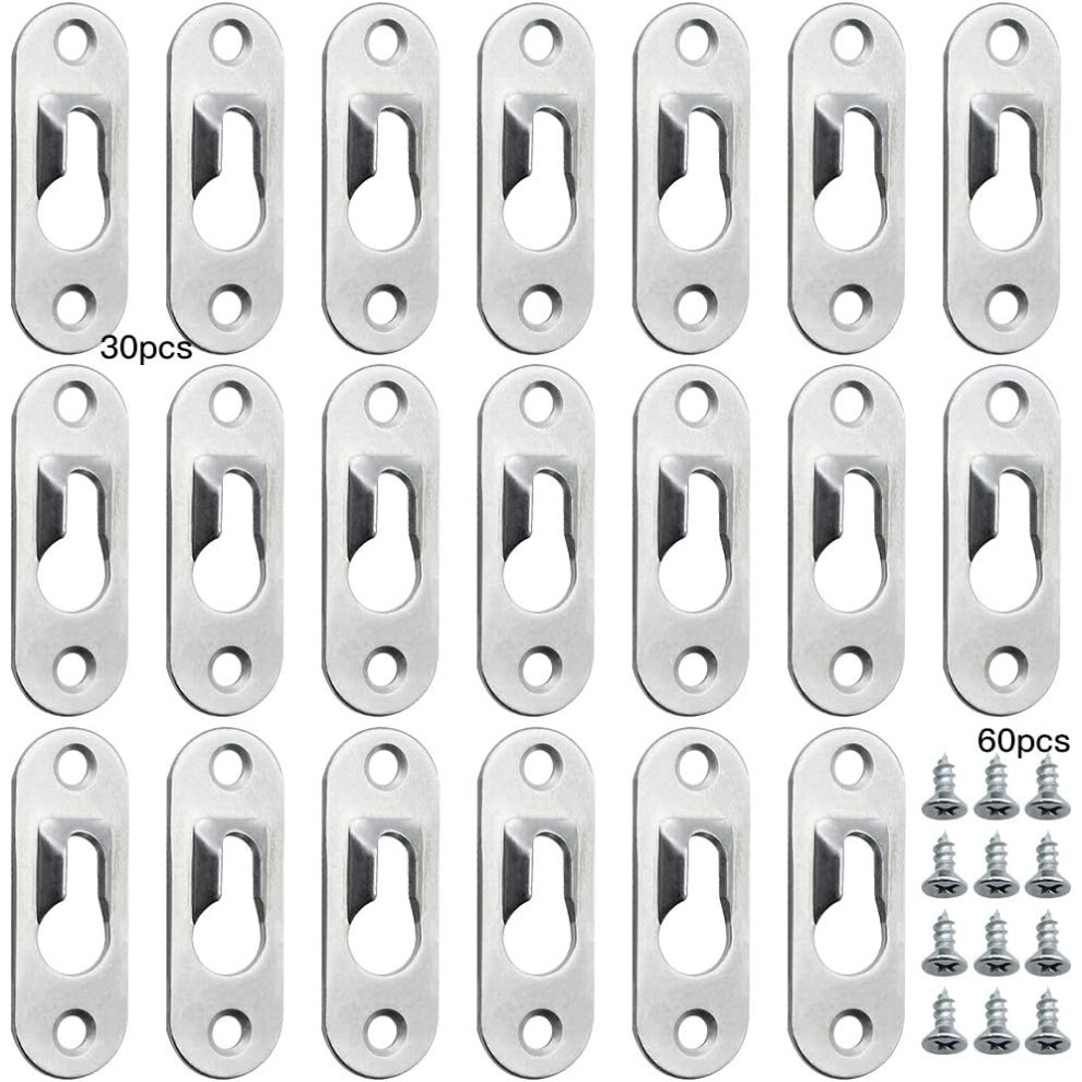 Flush Wall Mount Keyhole Hangers, Heavy Duty Metal Fasteners For Picture Frame Hanging, Sturdy Construction, Rust Resistance Hardware Set For Cabinet 9198585829954