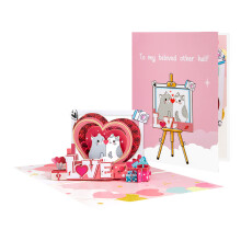 Handgefertigte 3D-Karte zum Valentinstag, faltbare-Katze