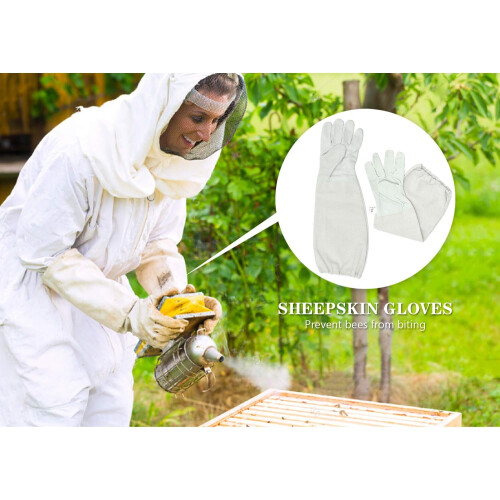 Hive Maintenance Pro, Γάντια Μελισσοκομίας από Δέρμα Κατσίκας Premium με Αναπνέον Λινό Μανίκι, 2