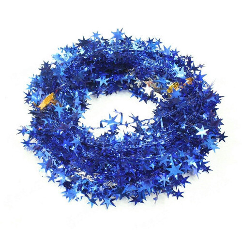 Γιρλάντες από vintage αστέρια με πούλιες, μπλε γιρλάντα από σιδερένιο σύρμα για