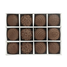 Pack of 12 Flocking Christmas Pendant 8cm Baubles-dark brown