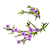 2Pcs Embroidery Sew On Flower Patches Applique for-Purple