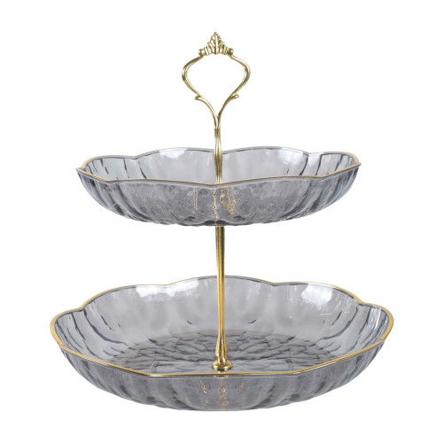 Multilayer Cake Stand Plastic Dessert Display-Grey Second floor