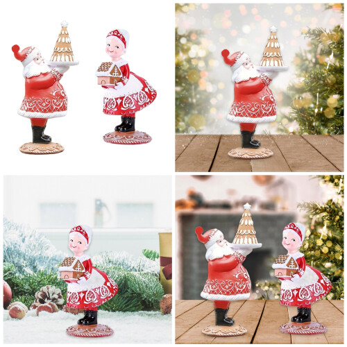Lebkuchen-Weihnachtsmann-Paar, Harzfigur, Statue,-B 2