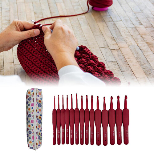 14Pcs Ergonomic Crochet Hook 2.0mm-10mm Ergonomic Handle Crochet 1